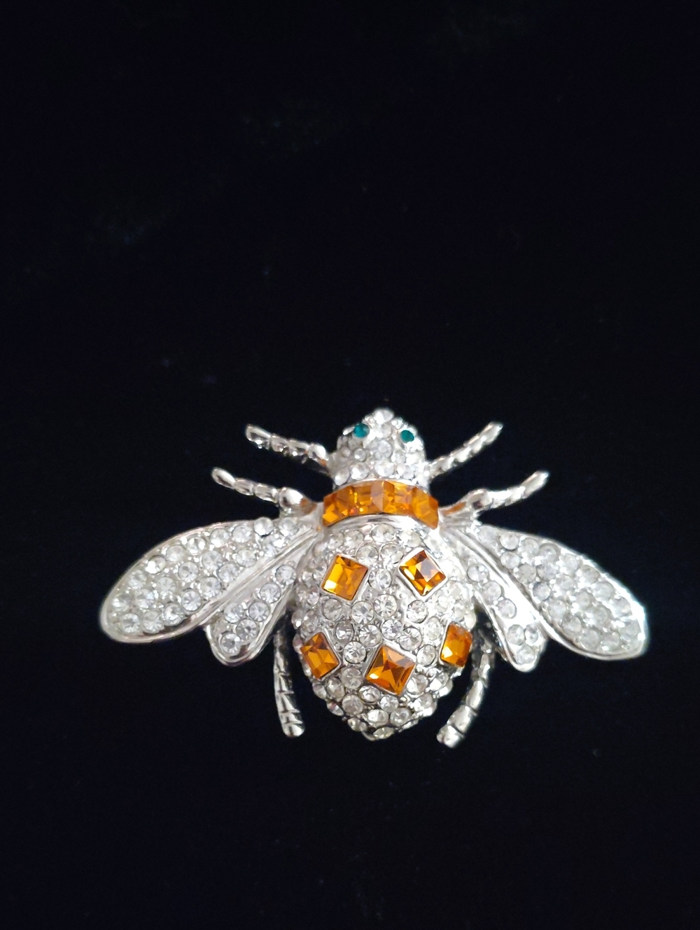 Crystal Bee Brooch with Citrine Color Accents - Women Jewelry
